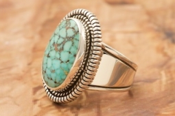 Native American Jewelry Kingman Web Turquoise Sterling Silver Ring